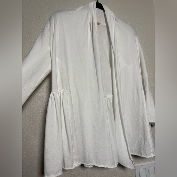 Pure Jill White Lightweight Pima Cotton Open Front Bottom Tiered Cardigan. - Picture 2 of 11